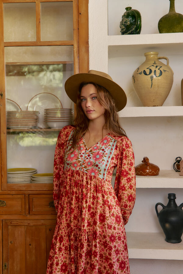 Jaase Vestido midi Eve estampado Lilliana Estampado naranja