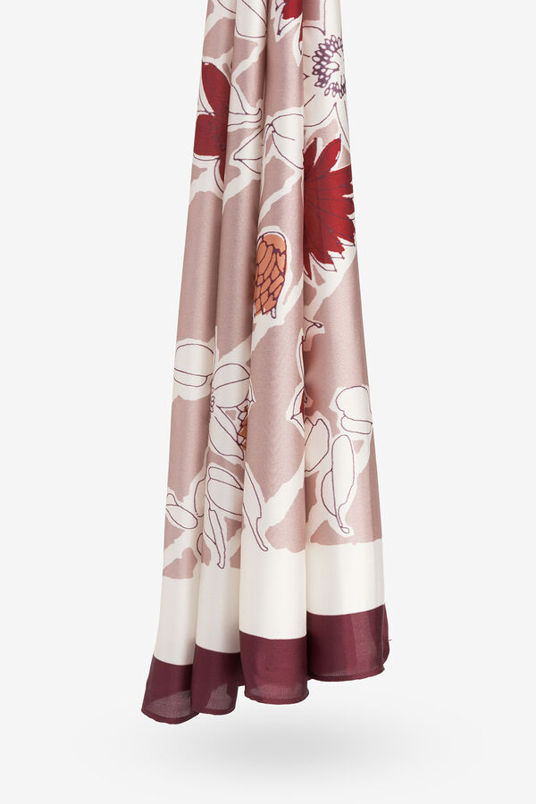 Vilanova Pa&ntilde;uelo Satinado Estampado Floral Rosa