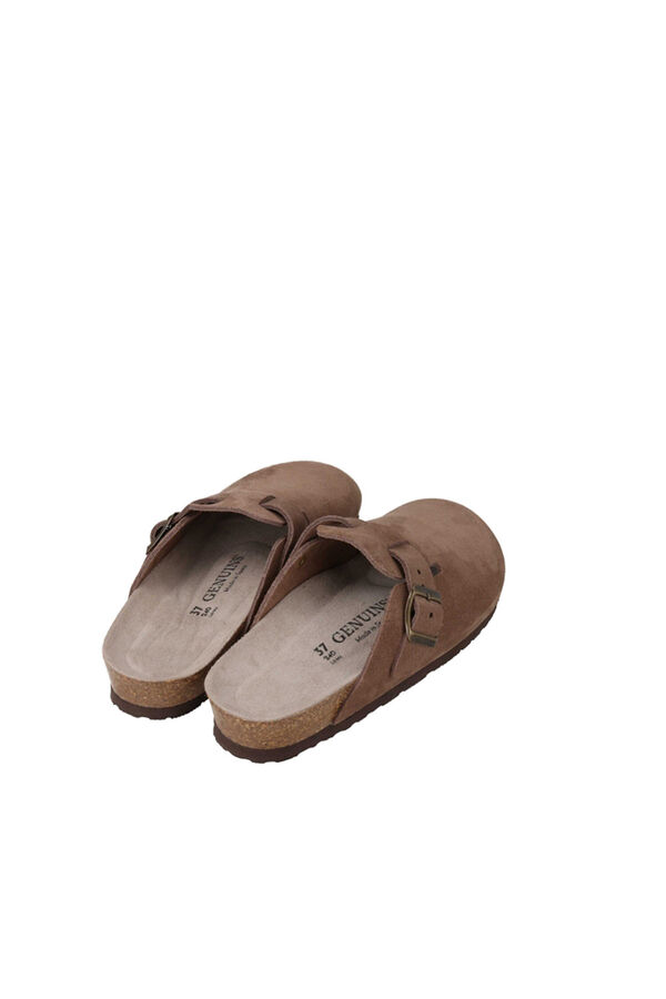 Genuins Leather clog with adjustable buckle Brown