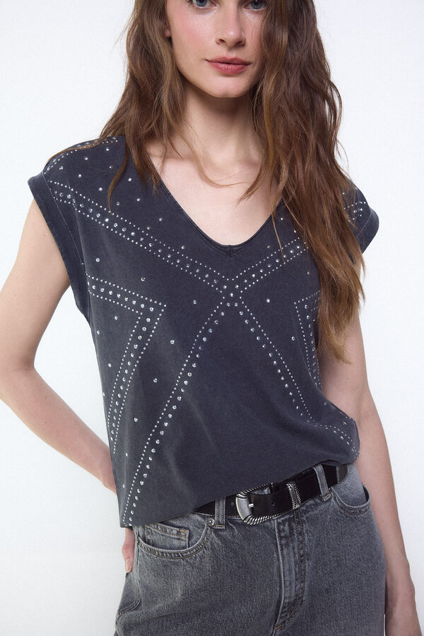 Slowlove Camiseta tachas Gris