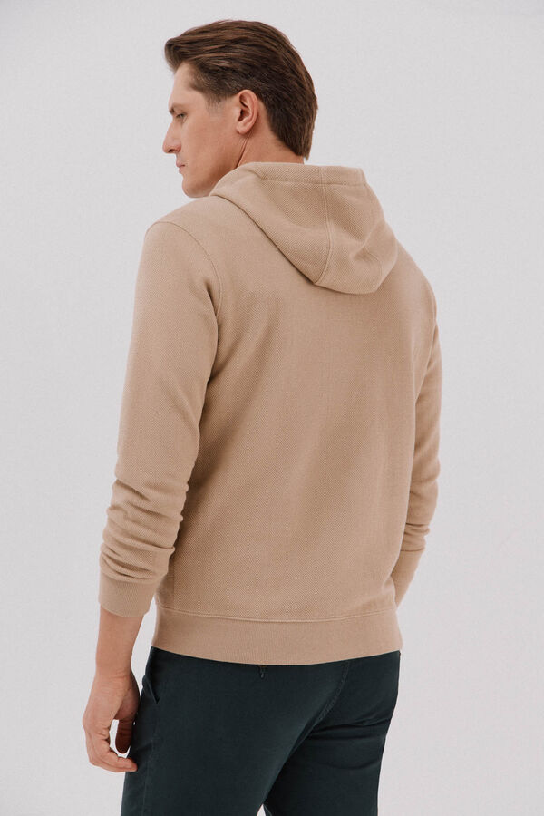 Cortefiel Cardigan con capucha Beige