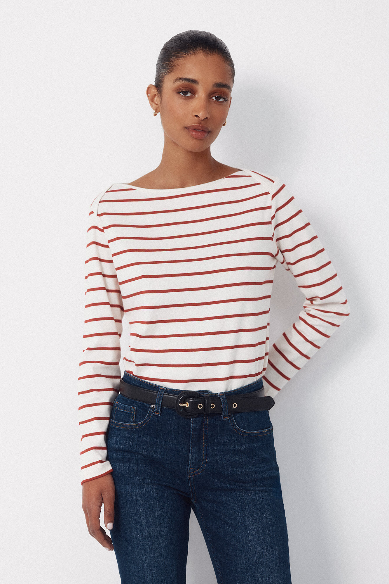 Cortefiel Camiseta com gola canoa contrastante