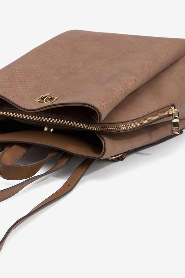 Vilanova Mochila efecto gamuza perforada Marr&oacute;n