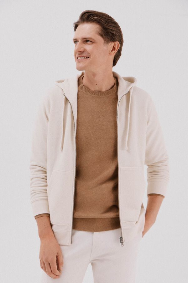 Cortefiel Cardigan con capucha Marfil