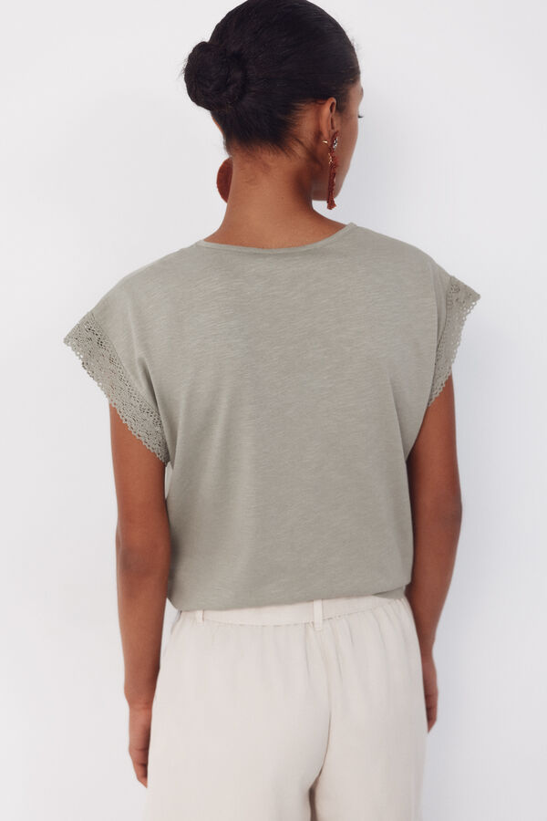 Cortefiel Camiseta slub pasamaner&iacute;a Kaki