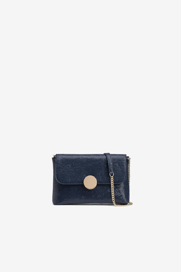 Vilanova Bolsa efecto croc con solapa Azul marino