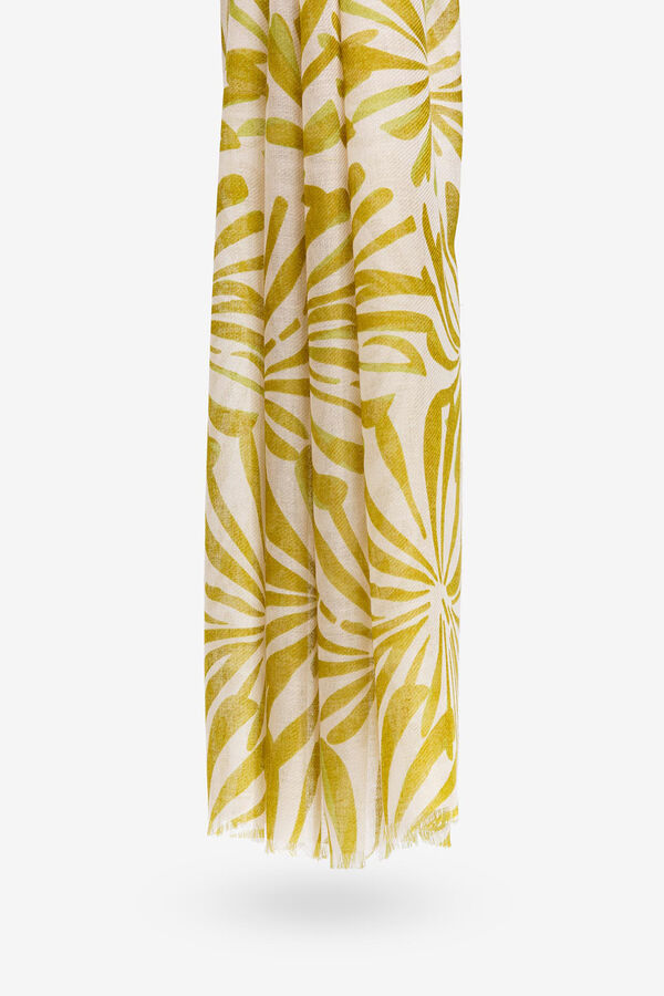 Vilanova Semi-transparent scarf with floral print Printed beige