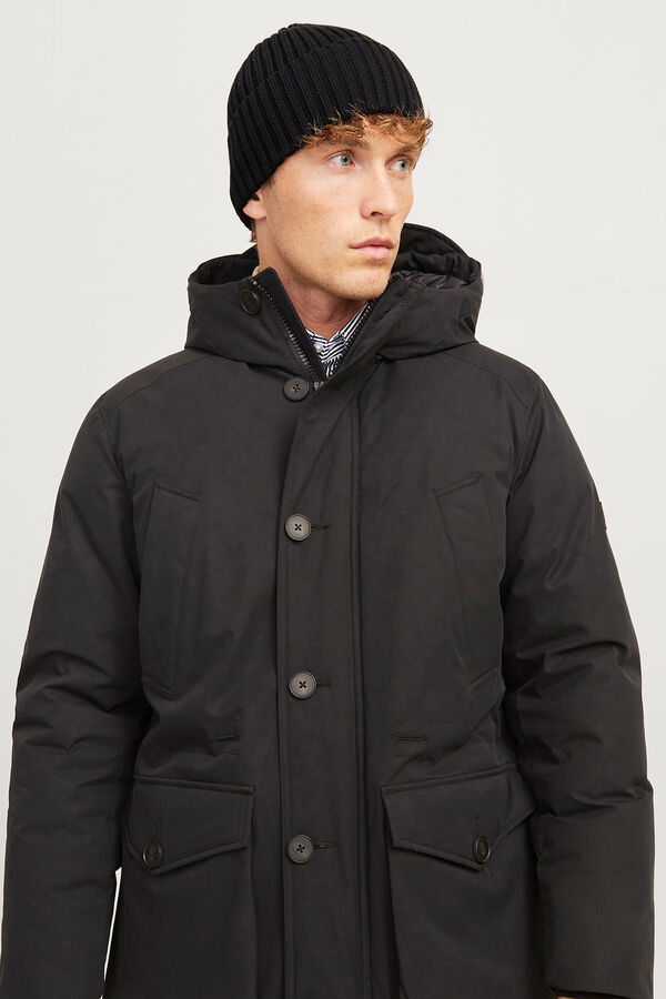 Jack & Jones Gorro punto de algod&oacute;n Negro