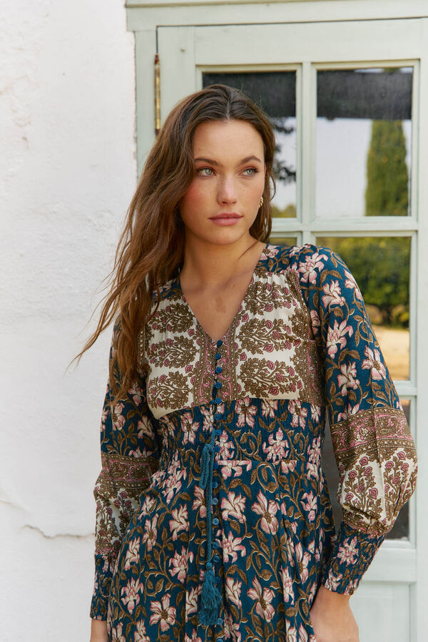 Jaase Vestido largo Sabrina estampado monarch Estampado azul