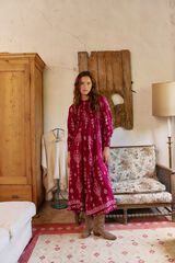 Jaase Vestido largo Bella estampado Rhubarb Estampado granate