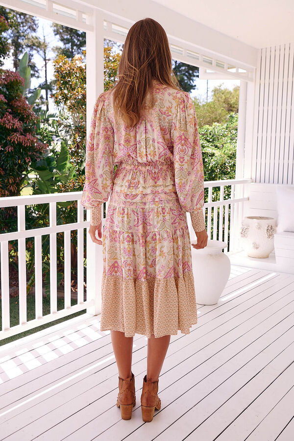 Jaase Vestido midi estampado Serenade Rosa