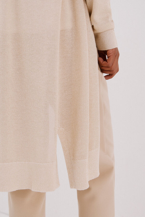 Cortefiel Chaqueta larga lurex Beige