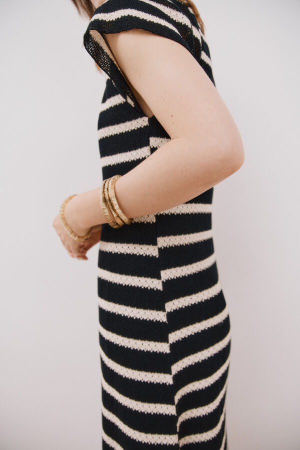 Cortefiel Vestido estructura rayas Estampado blanco