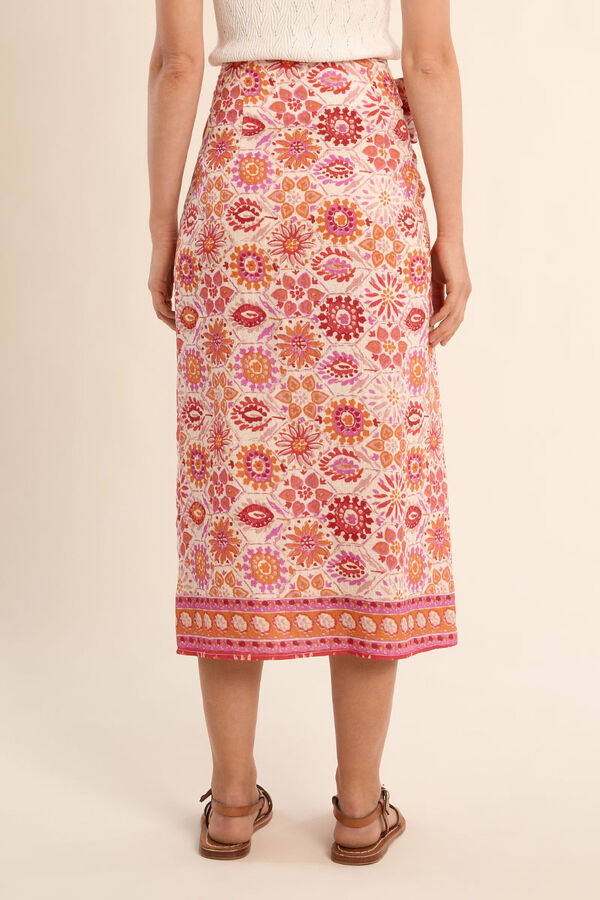 Molly Bracken Falda larga con estampado y lazada Coral