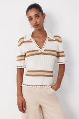 Cortefiel Jersey polo rayas Marfil