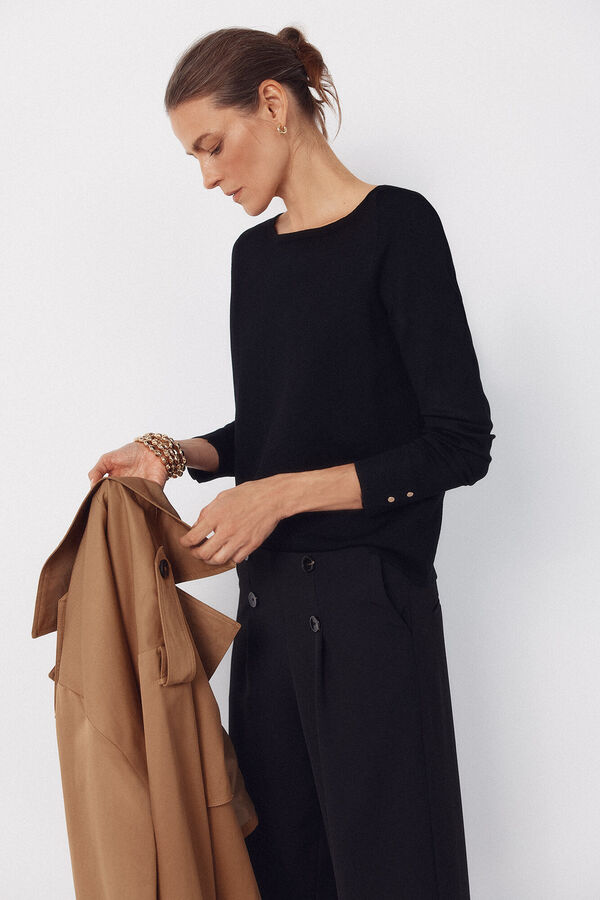 Cortefiel Boat neck jumper Black