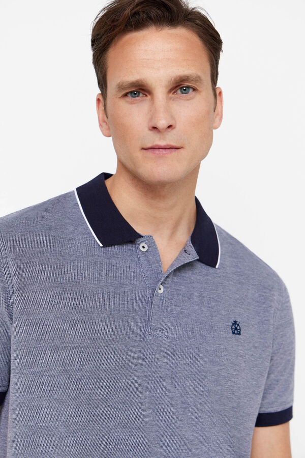 Cortefiel Oxford piqué polo shirt Navy