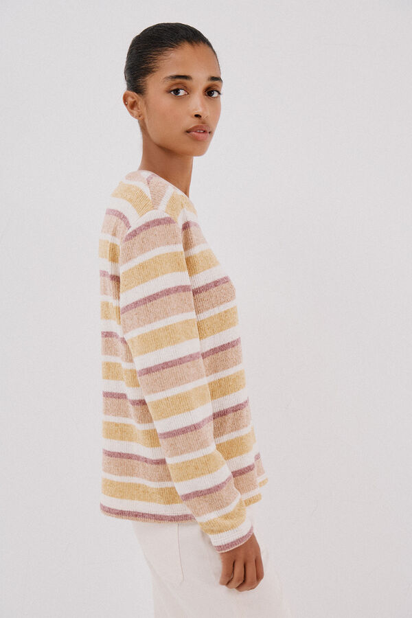 Cortefiel Camiseta chenilla rayas Amarillo