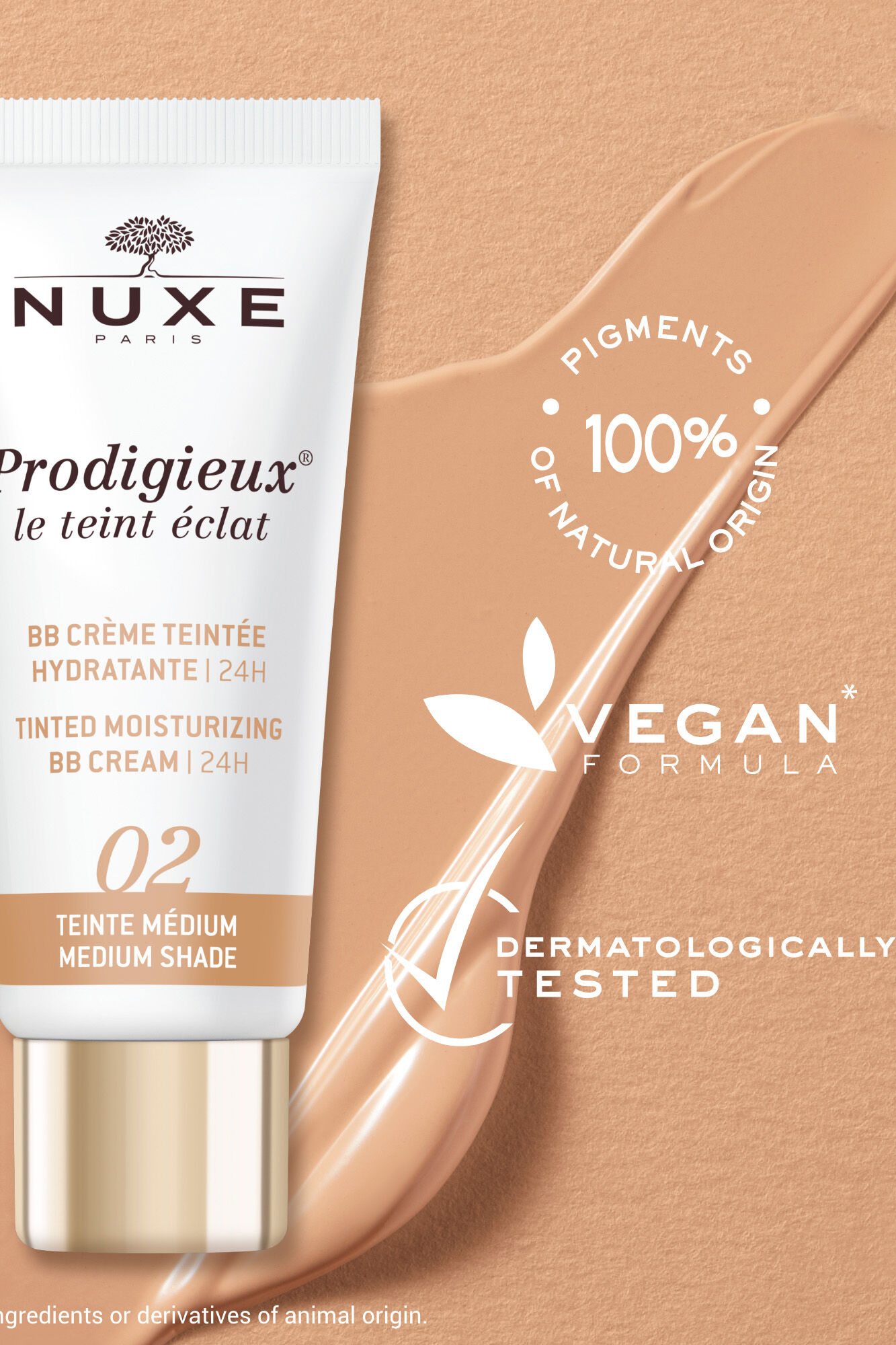 Nuxe BB Cream Hidratante con Color 24H, Prodigieux&reg; le teint &eacute;clat 30ml - Tono medio