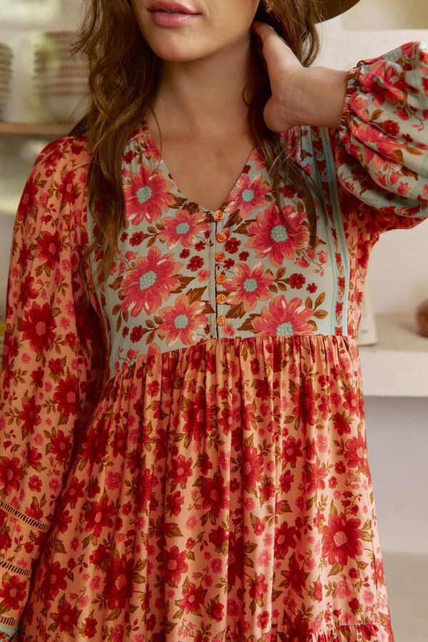 Jaase Vestido midi Eve estampado Lilliana Estampado naranja