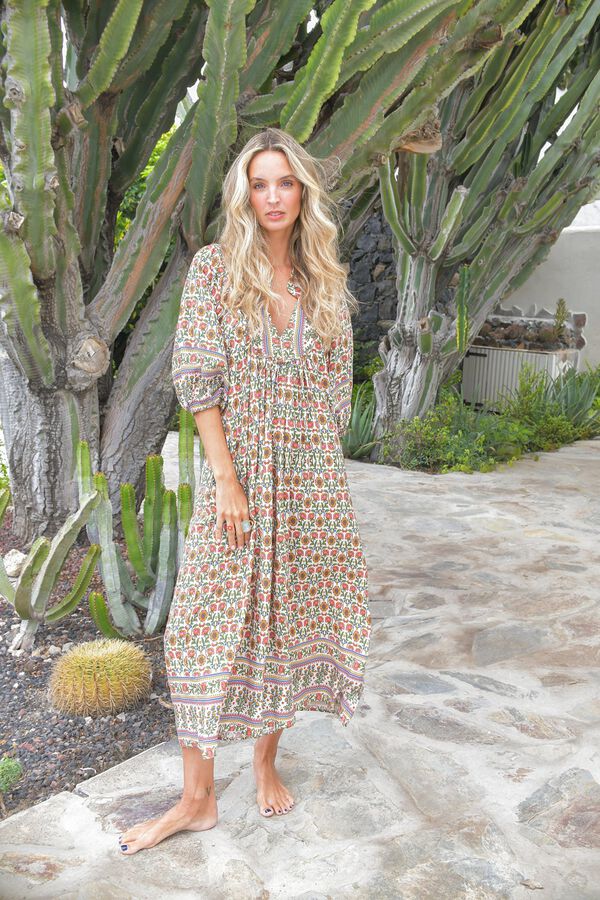 Jaase Vestido midi Boheme Estampado beige