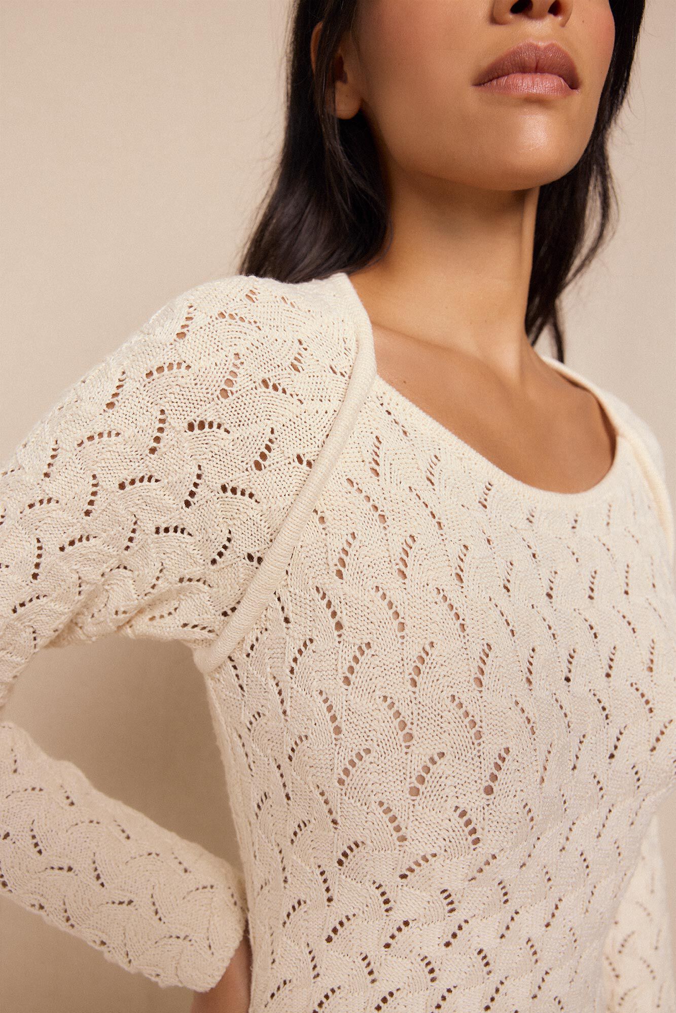 Slowlove Vestido punto calado multicolor