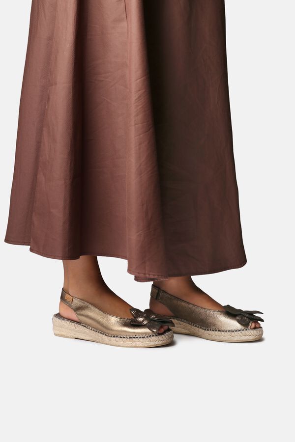 Toni Pons Alpargata peep toe en piel brillante Gris