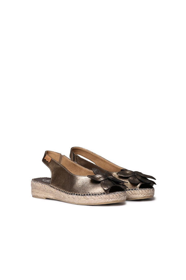 Toni Pons Alpargata peep toe en piel brillante Gris