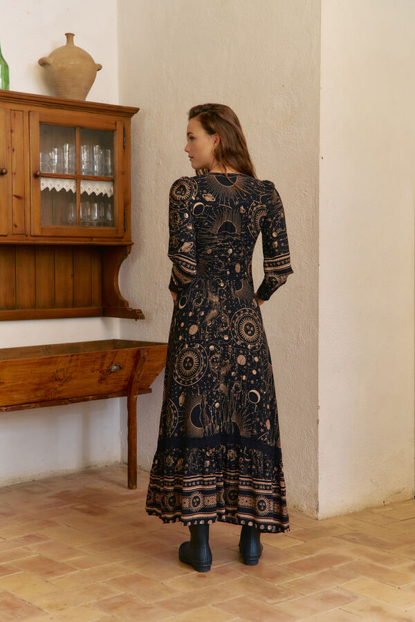 Jaase Vestido largo Sabrina estampado astrid Negro