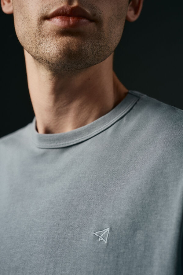 OOTO Camiseta básica con bordado avión Azul