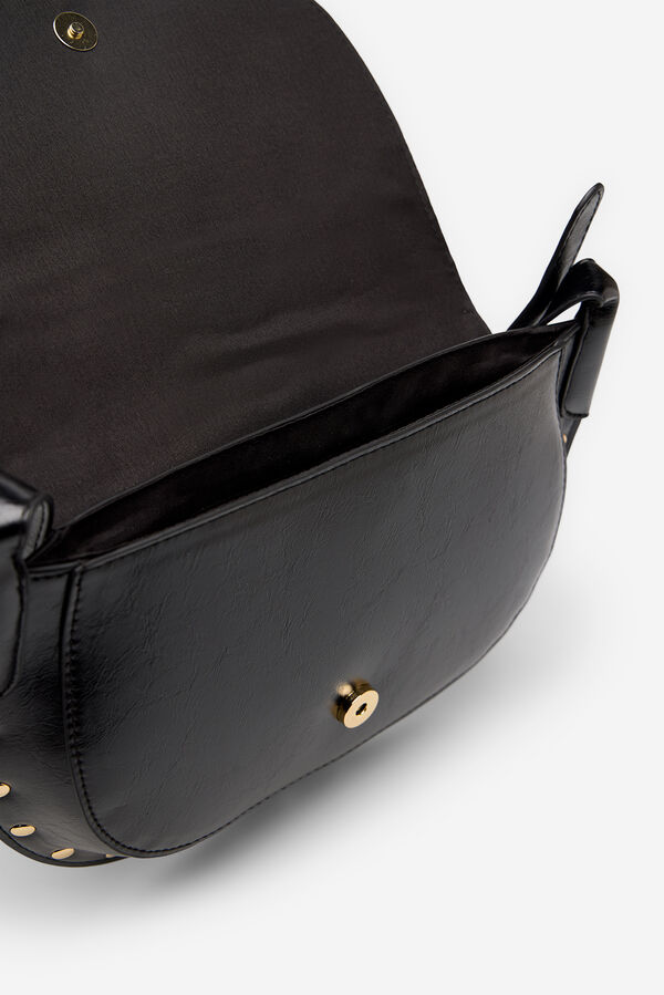 Cortefiel Bandolera solapa tachas Negro