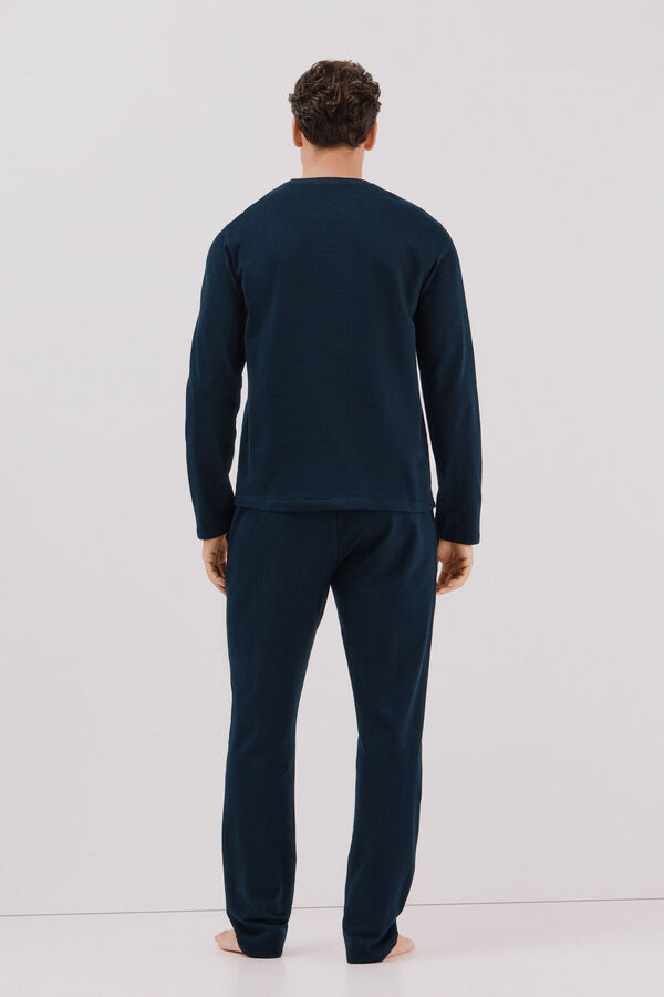Cortefiel Fleece jersey-knit pyjamas set Navy
