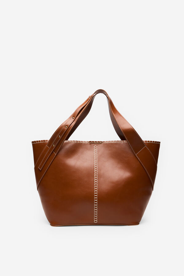 Cortefiel Cesta com costura Castanho