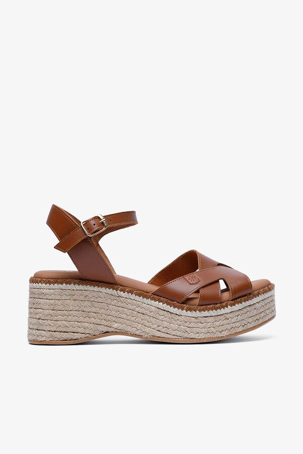 Popa Sandalia cu&ntilde;a baja se&ntilde;ora Karan Piel Marr&oacute;n