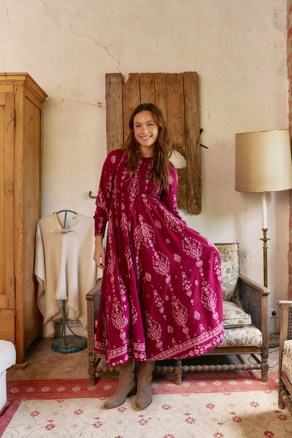 Jaase Vestido largo Bella estampado Rhubarb Estampado granate