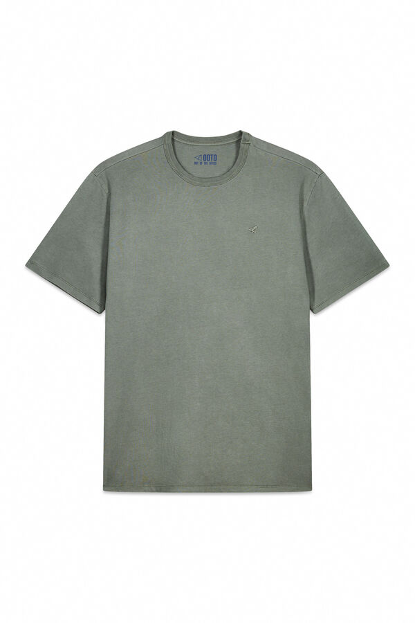 OOTO Camiseta b&aacute;sica con bordado avi&oacute;n Kaki