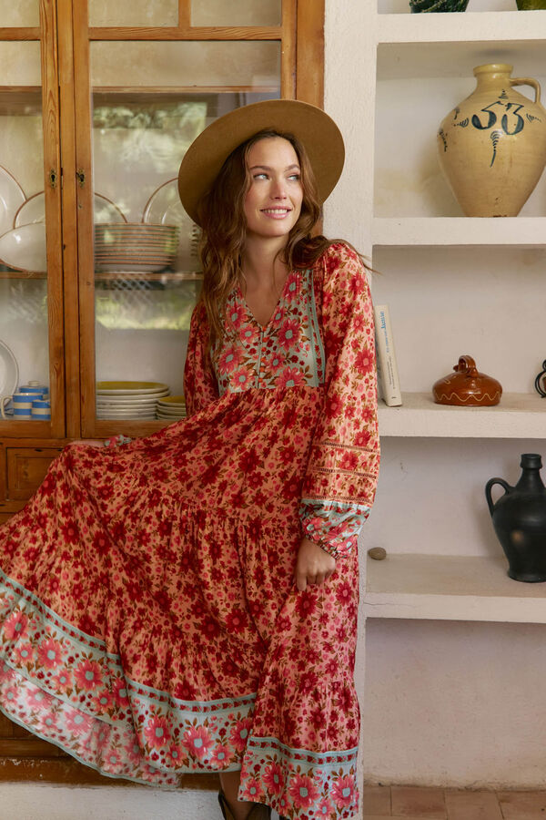 Jaase Vestido midi Eve estampado Lilliana Estampado naranja