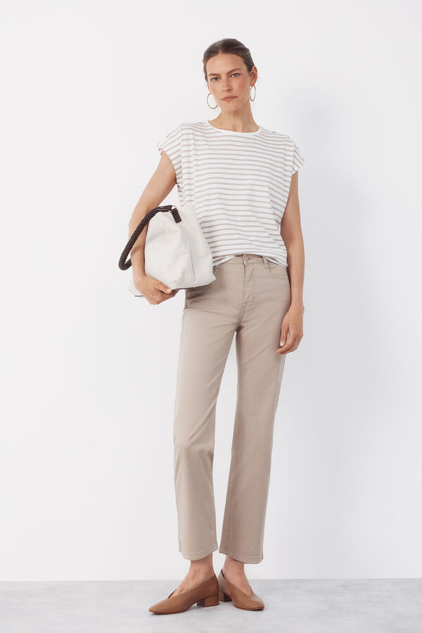 Cortefiel Camiseta b&aacute;sica botones dorados Estampado beige