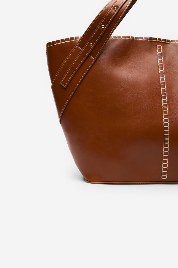 Cortefiel Cesta com costura Castanho