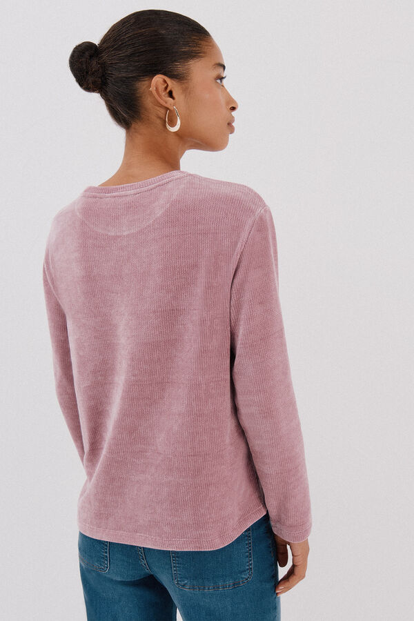 Cortefiel Camiseta chenilla rayas Lila