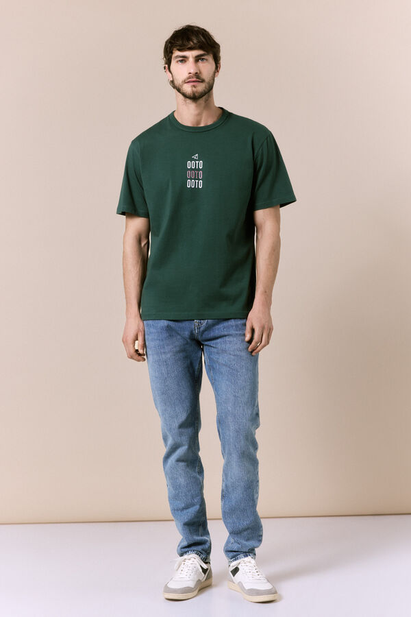 OOTO Camiseta lavada con logo Verde