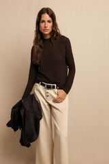 Slowlove Top básico estructura Marrón oscuro