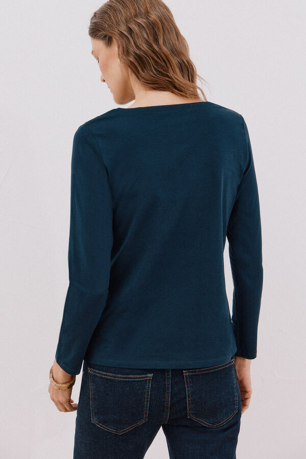 Cortefiel T-shirt barco botões Azul