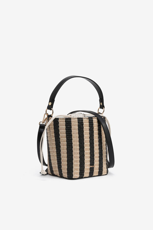 Vilanova Bolso bucket efecto paja bicolor Negro