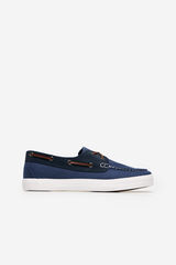 Cortefiel Textile and leather deck shoe Navy