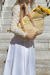 The Code Formentera leather basket bag bag Beige