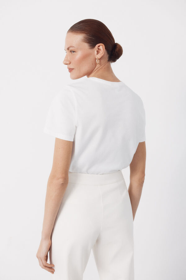 Cortefiel Camiseta estampada floral Marfil