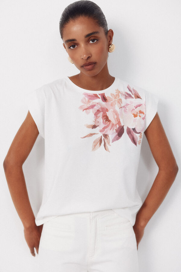 Cortefiel Camiseta estampada Estampado blanco