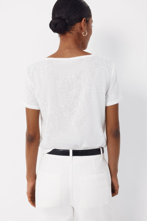 Cortefiel Camiseta pico pasamaneria Blanco