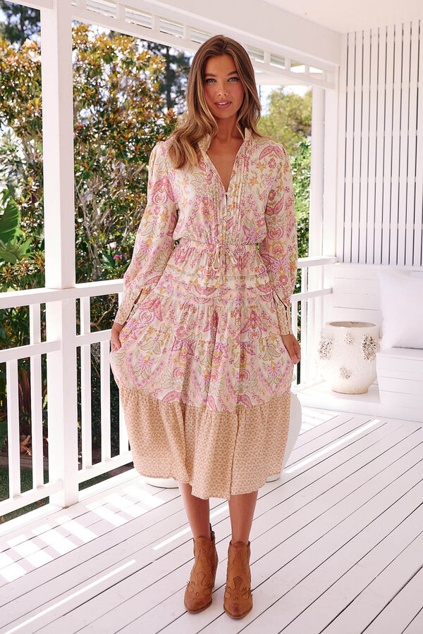 Jaase Vestido midi estampado Serenade Rosa